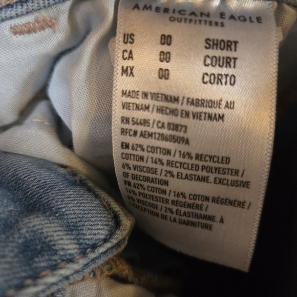 American Eagle Light Blue Denim Jeans high rise skinny jegging size 00 short - Picture 8 of 8